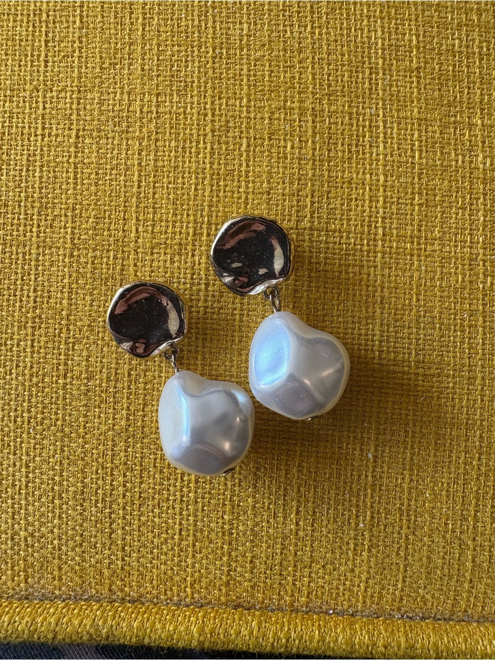 Gold Statement Earrings with White Pearl
